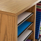 Scranton & Co Medium Oak 16 Compartment Wood Adjustable Literature File Organizer in Medium Oak with Removable Shelves