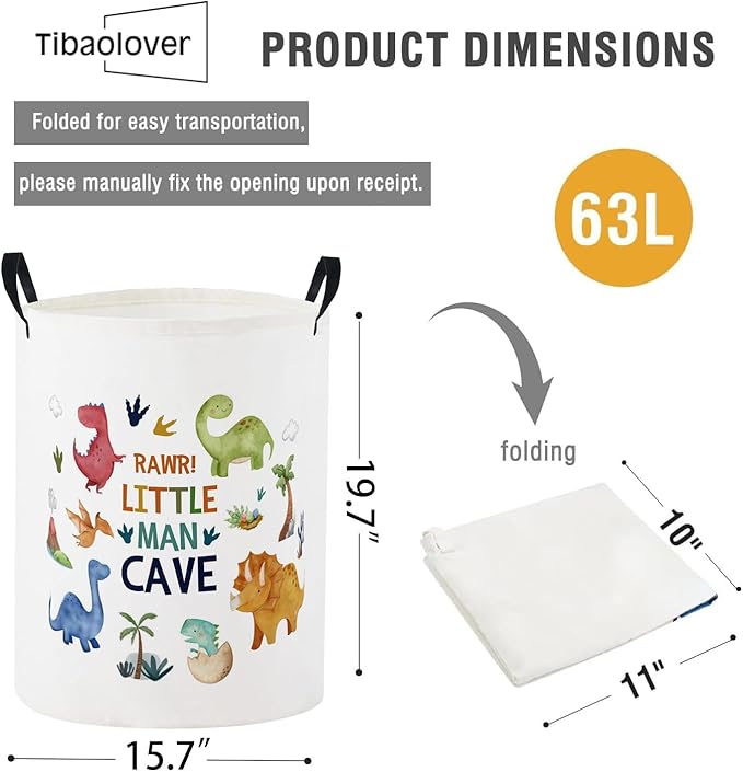 Baby Laundry Basket Baby Nursery Hamper Kids Laundry Basket Toy Storage Bin for Boys Room Decor Gift Baskets for Bedroom Bathroom(Dinosaur)