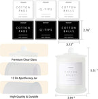 3 Pack Qtip Holder Dispenser, 16oz Bathroom Organizer and Storage Canisters, Glass Apothecary Jars with Lid - Home Decor, Room Decor Aesthetic (Frosted White)
