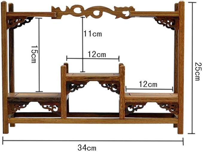 NWFashion Chinese Wooden Assemble Display Stand Symmetric Short Floor Curio Cabinets Shelf (2)