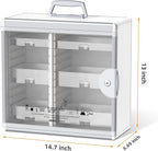 Glosen Medicine Cabinet with Key Wall Mounted Medication Lock Box 【 Silver 15x 6.7 x 13 Inch】 Portable Storage Container Big Capacity