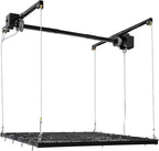 Ceiling Mount Garage Storage Rack 48x48 Inch, 300lbs Capacity Overhead Lifting Storage Rack with Adjustable Height up to 79 Inch, Heavy Duty Carbon Steel for Garage Warehouse Tool Storage, Matte Black