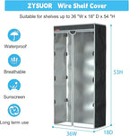 Shelving Cover Wire Shelf Rack Dust Cover,dustproof, Waterproof, Sunscreen, Front Transparent Panel Design for Easy Viewing, Suitable for 36" Wx18 Dx54 H (No Shelves,Black)
