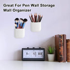 3 Pcs Remote Control Holder, Wall Mount Pen Holder Hole-Free Self Adhesive Phone Charging Organizer Pencil Storage Containers for Home Office School Supply Orgaizer (White