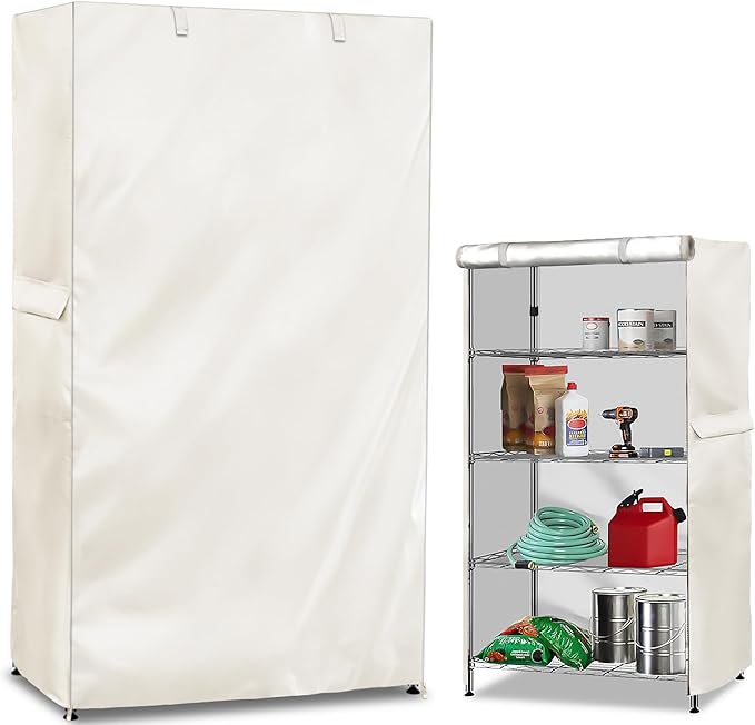 Wire Shelf Cover,600D Heavy Duty 100% Waterproof Shelf Covers for Wire Shelving,Outdoor Storage Shelves Cover for Metal Rack,36" W x 14" D x 72" H,Beige