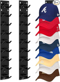 Hat Organizer for Baseball Caps (2-Pack), Strong Adhesive Hat Rack for Wall, Multi-layer Hat Hooks Storage for 18 Hats, Hat Holder Hanger for Door, Bedroom, Closet - Black