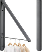 Retractable Clothes Drying Rack Wall Mounted, Foldable Space-Saving Hanger for Laundry Room/Bathroom/RV - Stainless Steel/Aluminum (Grey)