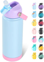 24oz Insulated Stainless Steel Water Bottle, Wide Mouth Double Wall Vacuum, Silicone Straw, Sweat & Leak Proof, BPA Free Insulated Water Flask for Travel, Keep Cold 24h Hot 12h, Light Purple