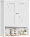 TEENFON Bathroom Wall Cabinet, Over The Toilet Space Saver Storage with Barn Doors & Adjustable Shelf, Hanging Medicine Cabinet, White 7.1" D x 15.4" W x 19.3" H