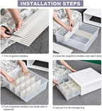 44Pcs Drawer Dividers with Fixing Buckle, Adjustable Drawer Organizer Storage Separator for Clothes, Cutlery, Socks, Underwear, Makeup, Dresser, Kitchen, Bedroom, Office, Bathroom, 14.5 * 2.75in