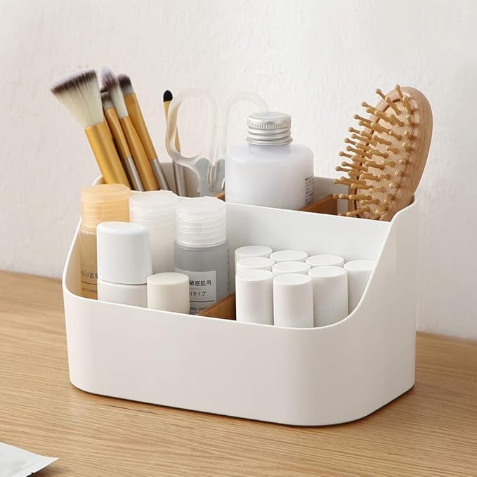 Desk Organizer Remote Control Holder Makeup Caddy Box for Home & Office