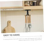 GLEAVI 3pcs Kitchen Utensil Organizer Hooks Rotating Adhesive Under Cabinet Hanger Rack for Cooking Tools and Measuring Spoons in Black