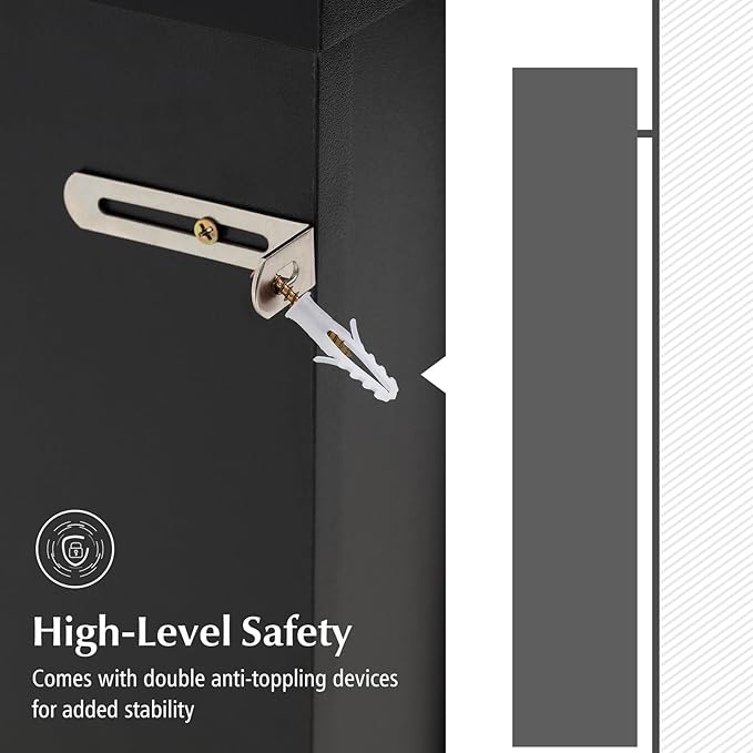 Tangkula Over The Toilet Storage Cabinet, Freestanding Above Toilet Organizer w/ 10-Level Adjustable Shelves & Crossbar, Anti-Tipping Device Included, Bathroom Space Saver (Modern, Black)
