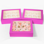 Bakepacker 12 Cupcake Containers 10-Packs Roland Cupcake Box Cupcakes Carrier, 12 Cupcake Boxes with Window 13"x10"x3.5"（Auto-pop up）