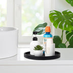 Silicone Bathroom Tray Round Vanity Tray Decorative Soap Holder Kitchen Countertop Organizer Coffee Table Decor for Candle, Perfume, Plant, 10 Inch, Black