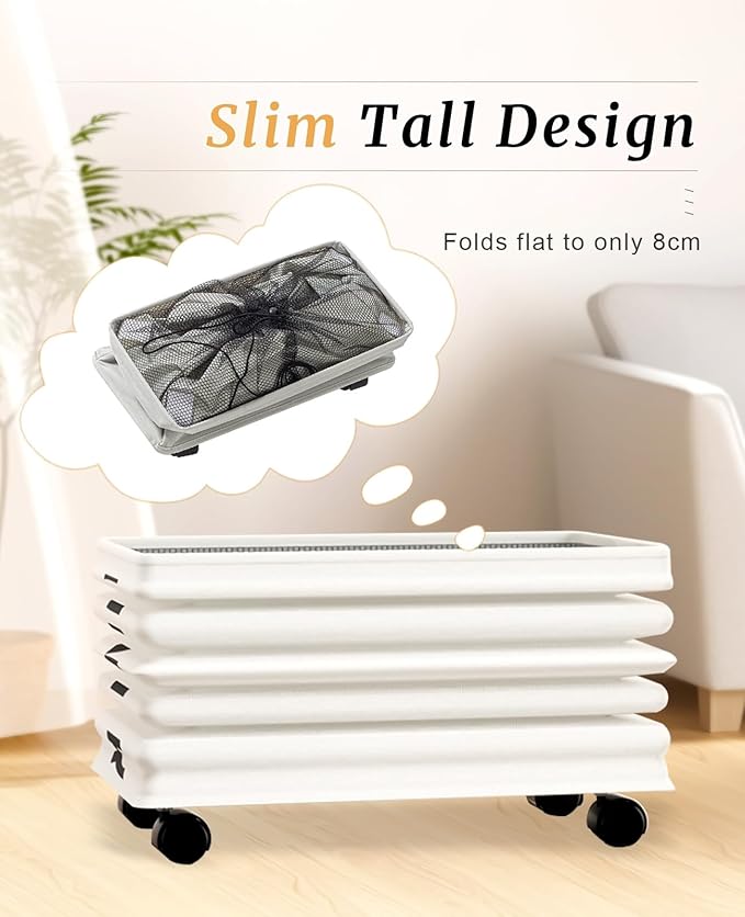 UULANFA Laundry Basket Wheels 75L with Removable Mesh Bag Waterproof Oxford Cloth Suitable for Bedroom Dormitory Clothing Storage Basket (Black*White*Gray)