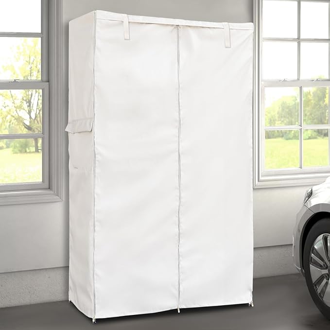 Wire Rack Covers,Heavy Duty 600D Dustproof Waterproof Storage Rack Covers for Metal Shelves,Storage Shelf Cover with Zipper for Wire Shlef,30''W x 14''D x 63''H,Beige with Clear Front