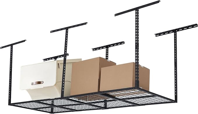 PeakPursuit 3x8FT Overhead Garage Storage Rack, 600LB Capacity Heavy Duty Ceiling Storage Racks, 22-40" Height Adjustable Metal Organizer System for Seasonal Items & Tools
