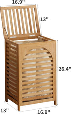 Laundry Hamper with Lid,Bamboo Large Waterproof Clothes Laundry Basket,Removable Washing Bags with Handles,clothes basket (Natural)