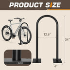 Galvanized Steel U Bike Parking Rack,34''H X 18.6''W Outdoor Commercial Bike Rack with Thickened Base, Ground Bike Rack for 1-3 Bikes