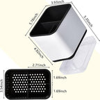 Utensil Holder Cutlery Drainer Sink Caddy, Chopsticks Holder Spoon Chopsticks Fork Drain Rack Basket Storage Holder Organizer Compartment Box (Black)