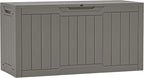 YITAHOME 80 Gallon Resin Deck Box, Waterproof Outdoor Storage Box, Lockable Indoor Outdoor Storage Bench for Supplies and Essentials, Taupe
