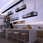 Metal Ceiling Plant Shelf with Ceiling Iron Chain Ceiling Mounted Storage Racks/Shelving for Bars Restaurants Kitchens - Decor Stand/Floating Organizer Shelves(100x25x15cm)