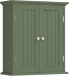 ChooChoo Bathroom Wall Cabinet, Over The Toilet Space Saver Storage Cabinet, Medicine Cabinet with 2 Door and Adjustable Shelves, Cupboard, Green