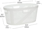 Mind Reader 40L Ventilated Laundry Baskets, Lightweight Clothes Hamper with Cutout Handles for Bathrooms and Closets, Plastic, Set of 2, White