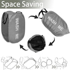 Pack of 2 Mesh Pop Up Hampers Collapsible Laundry Baskets for Dirty Clothes Storage With Side Pocket for Students, College Dorm, Apartment (Grey+Pink)