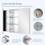 Quavikey Medicine Cabinet with Mirror for Bathroom 2 Doors Aluminum Surface Mount or Recessed Mirror Medicine Cabinet 24x26 Inch, Silver