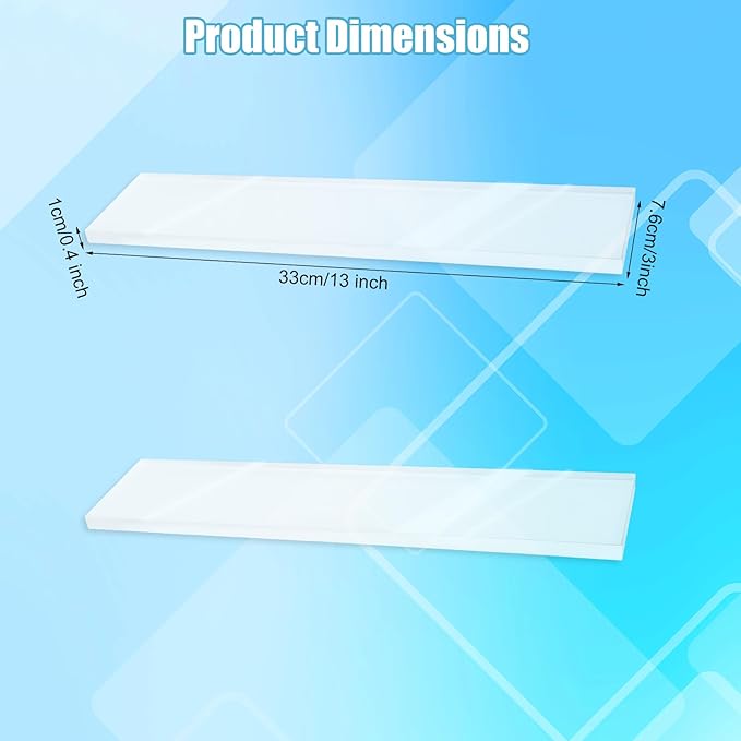 2pcs Clear Medicine Shelves, 13x3in/33x7.6cm Acrylic Wall Mount Medicine Cabinet Replacement Shelf Board for Bathroom Kitchen Living Room Organizer