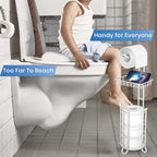 Toilet Paper Roll Holder Stand Bathroom Tissue Holders Free Standing with Middle Shelf Storage Reserve Mega Rolls/Phone/Wipe-Gray
