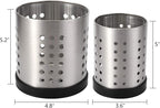 TOPZEA Set of 4 Kitchen Utensil Holder, Stainless Steel Cooking Utensil Organizer Kitchen Tools Flatware Holder Utensil Drying Cylinder Countertop Silverware Caddy