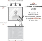 Design House Cyprus 25-in. Wide Medicine Cabinet, 3 Frameless Mirrored Doors, 2 Interior Shelves, Pre-Assembled, Surface or Recess Mounted, White/Clear, 25.1 in. W x 4.4 in. D x 24.5 in. H, 597484