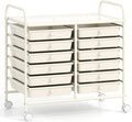 GOFLAME 12-Drawer Rolling Storage Cart, Multifunctional Art Craft Organizer Cart, Mobile Utility Storage Cart with Removable Drawers & Lockable Wheels, Craft Cart for Home Office School, White