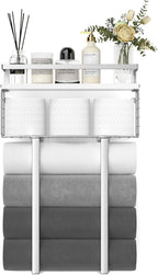 Towel Racks for Bathroom, Bathroom Shelf Over Toilet,Floating Shelves with Towel Rack Paper Holder Storage Basket,Floating Shelves for Wall Decor,Silver