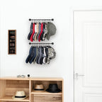Mkono Hat Rack for Wall Baseball Cap Organizer Hanger with 20 Hooks Modern Metal Hat Holder Wall-Mounted Caps Display for Closet Door Bedroom Entryroom Laundry, Set of 2 Black