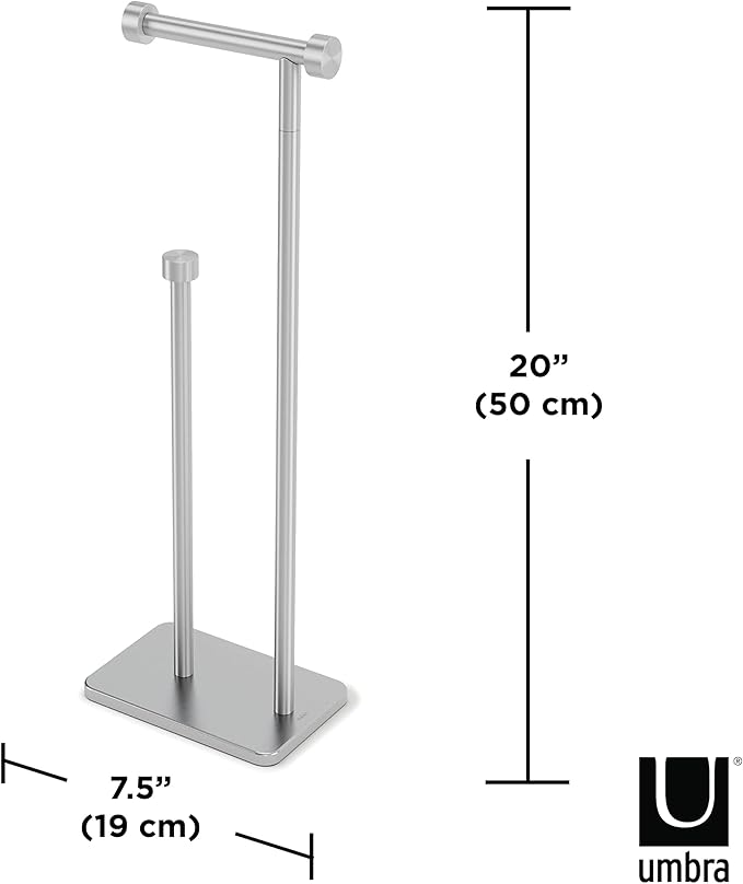 Umbra Cappa Toilet Paper Stand with Reserve, Free-Standing Storage Solution for Bathroom, Nickel