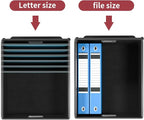 Huolewa File Organizer Box with Lid, Collapsible File Folder Organizer for Office Document Storage, Filing Box with Plastic Slide for Letter Size Hanging File Folders(1 Pack, Dark Red)