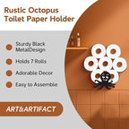 Octopus Toilet Paper Holder for Extra 8 Rolls, Decorative Metal Paper Holder, Funny Decorative Toilet Paper Storage Wall Mounted, Farmhouse Bathroom Animal Decor Accessoris Storage Cabinet