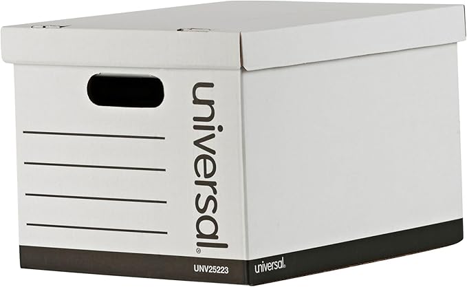 Universal Economy Storage Box, Lift-Off Lid, Letter/Legal, White, Case of 12 (95223)