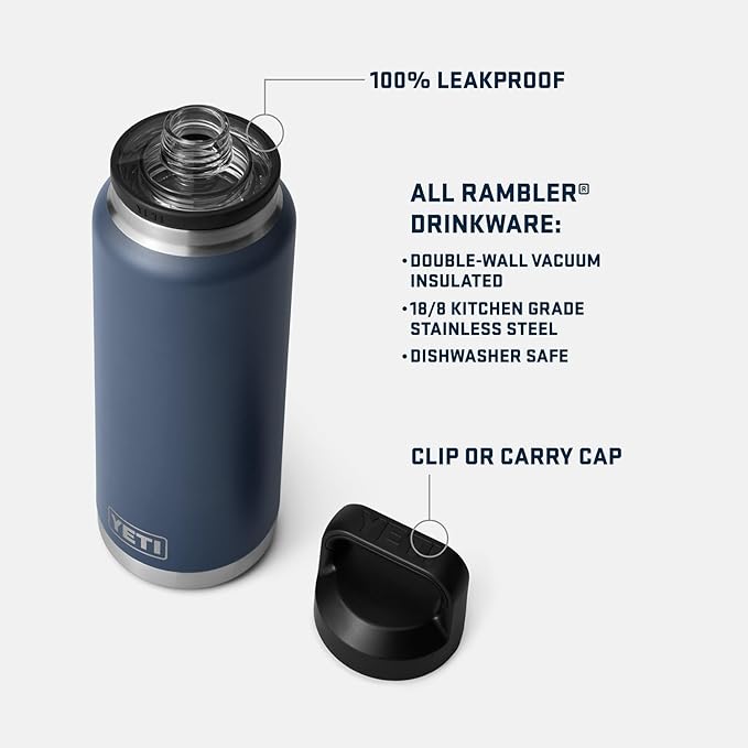 YETI Rambler 36 oz Bottle, Vacuum Insulated, Leakproof, Stainless Steel with Chug Cap | Vacuum Insulated, Leakproof, with Chug Cap