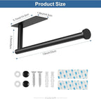 Paper Towel Holder Under Cabinet 2 Pack, Under Counter Paper Towel Holder Wall Mount with Self Adhesive and Screws for Kitchen, Bathroom, RV(Stainless Steel, Black)