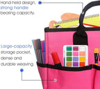 ZKOO Desktop Tote and Stock Organize, Multiple Pockets Teacher Helper Tote Bag Organization for Arts, Books, Stationery and Office Desk Organize, Make-up Case with Handles Craft Organizer (Pink)