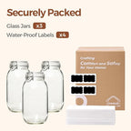 ComSaf Large Glass Jars with Airtight Lid Half Gallon, 64 OZ Mason Jars Set of 3, Glass Canisters with Airtight Lids, 0.5 Gallon Canning Jar with Seal Wire Clip Fastening for Kitchen, Pickle