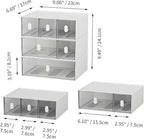 Desktop Storage Drawers, Plastic Desk Organizer with 6 Drawers, Modular Stackable Toolbox Units for Office Stationary, Makeup Container, Bathroom Countertop (3 Tiers, White & Clear)