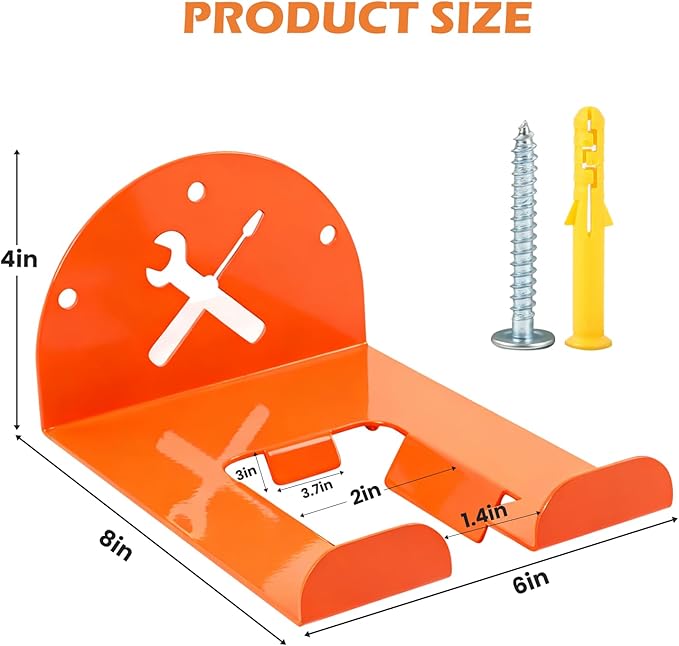Trimmer Rack Wall Mount - Heavy Duty Wall Hanger for Grass Trimmer Garden Tools Chainsaw Hedge Trimmer 2 Pack Orange
