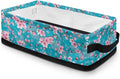 Narrow Storage Baskets Organizer for Toilet Paper Rolls Towels, Fabric Organizer Basket with Handles Collapsible Storage Bin for Bathroom Living Room Office, Pink Peach Blossom Blue
