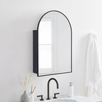 TEHOME 24 x 36'' Black Arch Bathroom Medicine Cabinet with Mirror Recessed and Surface Mounted Medicine Cabinet Mirror